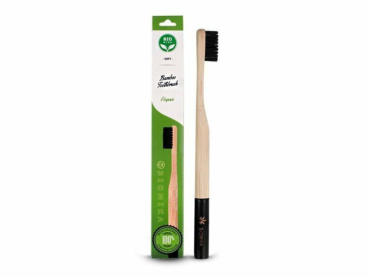 Biomika Natural Bamboo Toothbrush medium hardness black Bambusowa szczoteczka