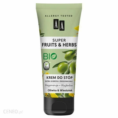 AA Cosmetics Super Fruits & Herbs foot cream Olive and primrose krem do stop